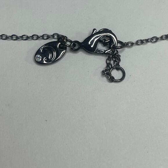 pendant necklace costume jewelry gunmetal gray peach rhinestone boho bohemian - Picture 6 of 11